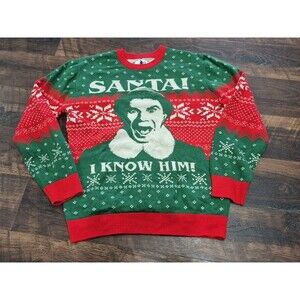 Elf "Santa I Know Him" Christmas Sweater Size Large Ugly Christmas Sweater